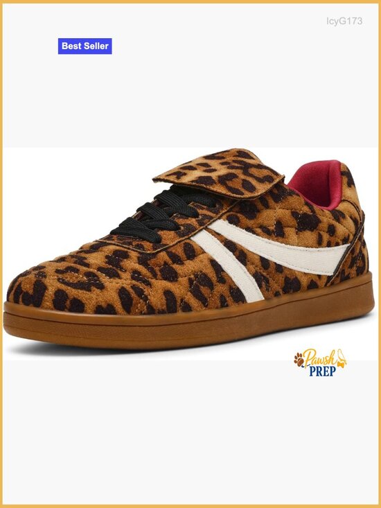 Shoes - Leopard Print Fashion Sneakers, Lightweight Lace-Up Walking Shoes